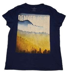 American Eagle Outfitters Classic Fit Blue Cotton Denver Graphic Tee